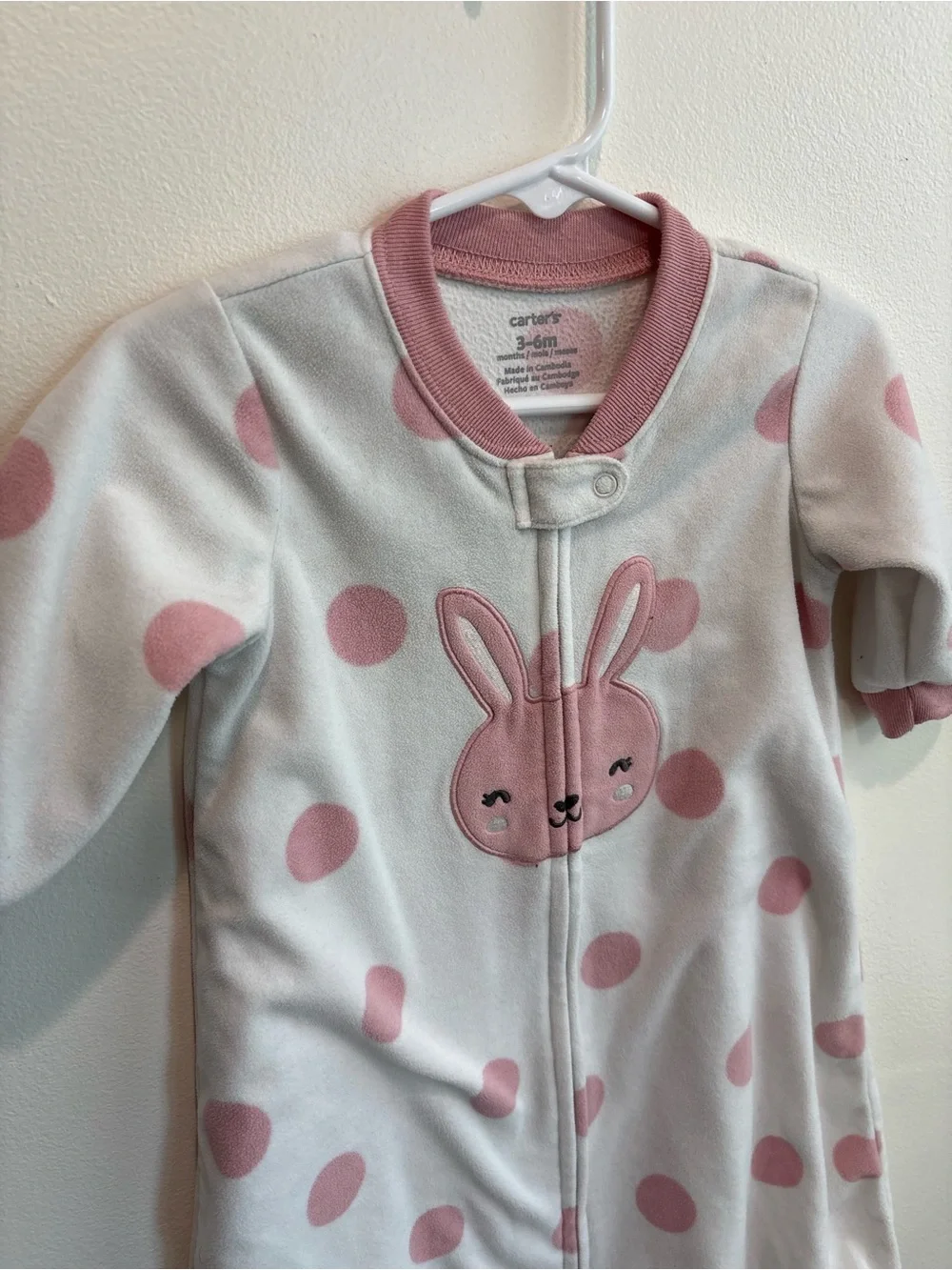 Carter's Pink Polka Dot Bunny Sleep Sack - Girls 3-6 months